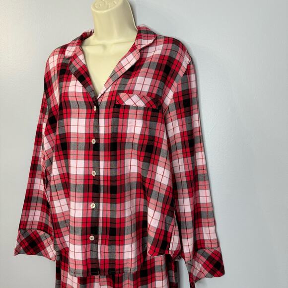 VICTORIA'S SECRET Cotton Red Plaid flannel Pajama Pants Set Long Sleeve M New - Picture 5 of 10